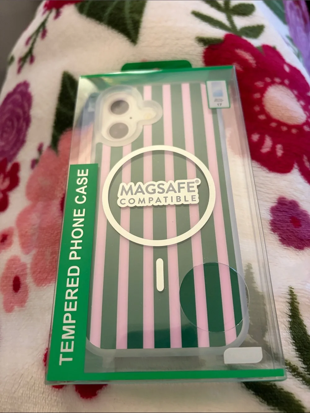 MagSafe Compatible Preppy Pink & Green Striped Phone Case 🩷💚